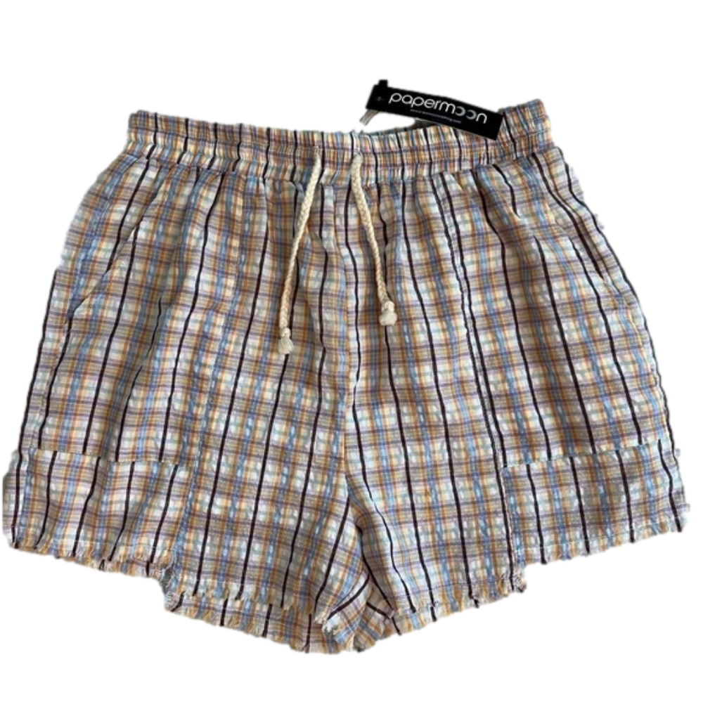 Papermoon Ava Plaid Drawstring short, size M